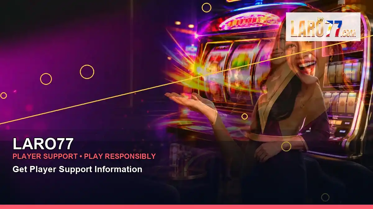 LARO77 coins casino cashback rewards featuring an adult Filipina casino host with a wide-action composition
