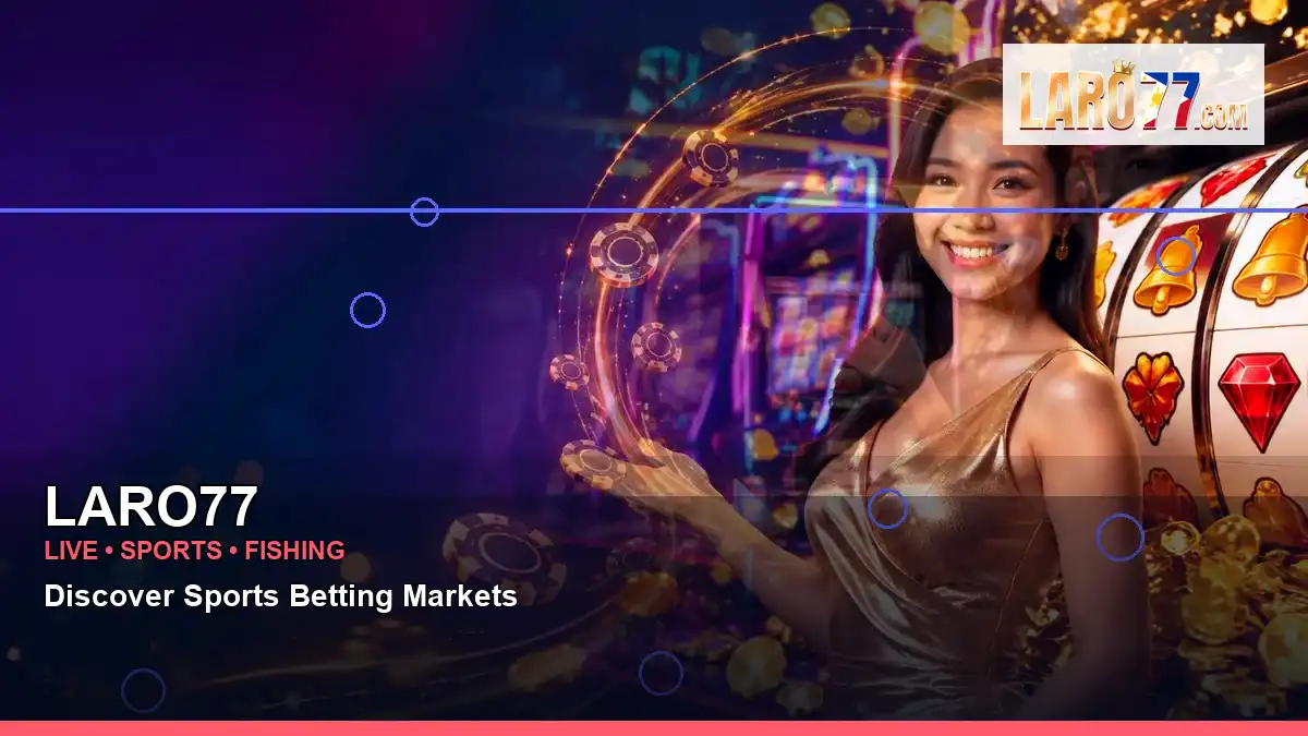 LARO77 night online slot games featuring an adult Filipina casino host with a wide-action composition
