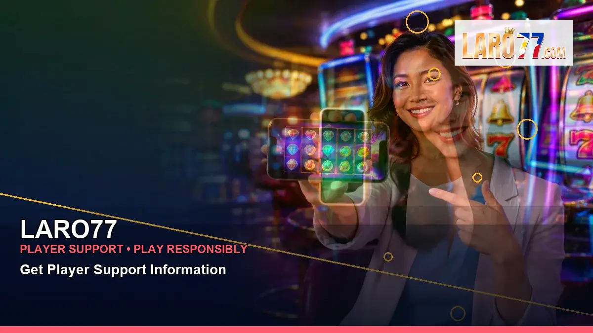 LARO77 gold jackpot slot games featuring an adult Filipina casino host with a wide-action composition